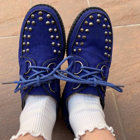 Royal Blue Studded Creepers - Picture 1 of 7
